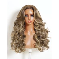 Nadula 13x4 Pre Everything Brunette Ombre With Blonde Highlights Body Wave Wig Glueless Human Hair Wig with Drawstring
