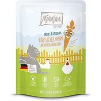 MjAMjAM Nassfutter Katze Adult, Quetschie Chicks & Friends, Huhn & Möhrchen 6x300 g