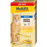 MultiFit SnackCream Chat 24 x 15 g Grand Pack 2 Saveurs Foie de volaille et fromage