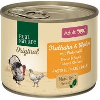 REAL NATURE Original nourriture humide chat, adulte dinde et poulet à l’huile de noix 24x200 g