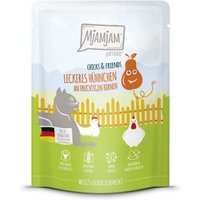 MjAMjAM Nassfutter Katze Adult, Quetschie Chicks & Friends, Huhn und Birne 6x300 g