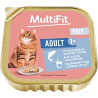 MultiFit nourriture humide pour chat adulte, pâtée, au saumon et cœur de yaourt 16x100 g