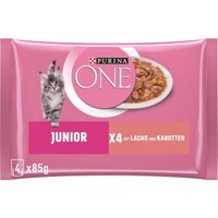 Purina ONE Pâtée pour chaton Junior, tendres morceaux en sauce au saumon 48x85 g