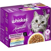 Whiskas Nourriture humide pour chat adulte, Multipack, 1+ Sélection variée, en sauce 12x85 g