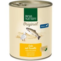 REAL NATURE nourriture humide chien adulte Canard à la truite 6x800 g