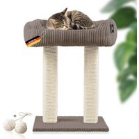 Rohrschneider ® moderner Kratzbaum, Kratzsäulen aus Vollholz, Katzenbett mit Wendekissen