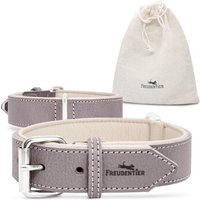 Freudentier gefüttertes Halsband aus Leder braun/ grau 33,5 cm, 2 cm
