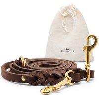 Freudentier Hundeleine aus Leder 2m, geflochten & 3-fach verstellbar braun 1,8 cm
