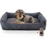 rohrschneider-hundebett-mit-gratis-beigabe-waschbar-robuster-fein-cordstoff-anthrazit