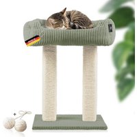 Rohrschneider ® moderner Kratzbaum, Kratzsäulen aus Vollholz, Katzenbett mit Wendekissen