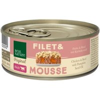 REAL NATURE Original nourriture humide pour chat, adulte, filet & mousse Poulet & bœuf à l'huile de pépins de courge 6x85 g