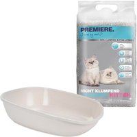 AniOne Junior Zestaw PREMIERE Żwirek dla kociąt higieniczny 12 l + AniOne Junior Toaleta otwarta beżowy