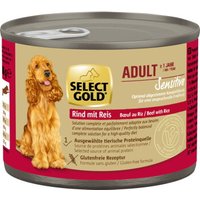 SELECT GOLD nourriture humide pour chien Sensitive Adult Bœuf au Riz 6x200 g