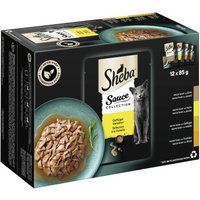 Sheba Kolekcja Sosów Mokra Karma dla Kotów Dorosłych, Zestaw Mieszany, w Sosie 12x85 g Wybór produktów z dodatkiem drobiu
