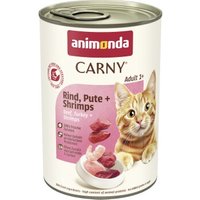animonda Carny nourriture humide pour chat adulte 6x400 g Bœuf, dinde et crevettes
