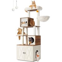 FEANDREA Kratzbaum 185cm mit Katzenklo-Schrank