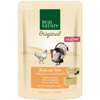 REAL NATURE Original nourriture humide pour chat, Adulte Poulet avec dinde, carottes et huile d’onagre 12x85 g
