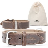 Freudentier gefüttertes Halsband aus Leder dunkelbraun 61,5 cm, 3,5 cm