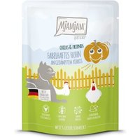 MjAMjAM Nassfutter Katze Adult, Quetschie Chicks & Friends, Huhn & Kürbis 6x300 g