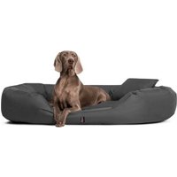 Tierlando ® Orthopädisches Hundebett SAMMY | Robuster Polyester | Dicke Umrandung schwarz/ graphit 1,4 m, 30 cm, 1,05 m