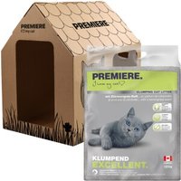 PREMIERE Excellent Zitronengras Klumpstreu 12 kg + Gratis Katzenhau
