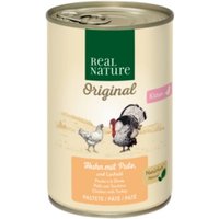 REAL NATURE Original nourriture humide pour chat, chaton poulet à la dinde et à l’huile de saumon 12x400 g