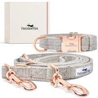 Freudentier Hundehalsband & Hundeleine im Set - 2m Führleine, 3-fach verstellbar - Classic Kollektion