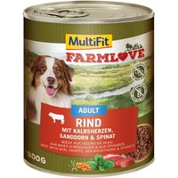 MultiFit Farmlove Adult Rind, Kalbsherzen 6x800 g