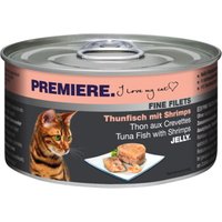 PREMIERE Fine Filets - Nourriture humide pour chat adulte en gelée Thon aux crevettes 48x100 g