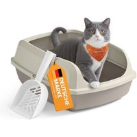 FEANDREA Katzenklo mit hohen Seitenwänden, offene Katzentoilette, mit Schaufel