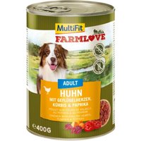 MultiFit Farmlove Adult Huhn, Geflügelherzen 6x400 g