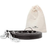 Freudentier Hundeleine aus zertifiziertem Leder 2m, verstellbar schwarz 1,6 cm