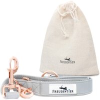 Freudentier Hundeleine aus veganem Leder, 3-fach verstellbar grau 2 cm