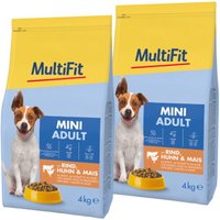 MultiFit nourriture sèche pour chien adulte, Mini, avec bœuf, poulet & maïs 2x4 kg