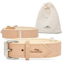Freudentier gefüttertes Halsband aus Leder sand 57 cm, 3,5 cm