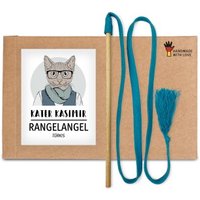 Kater Kasimir RANGELANGEL - Die natürliche Spielangel aus Buchenholz mit Baumwollband (türkis)