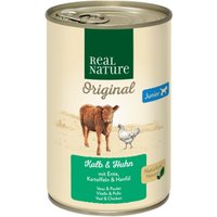 REAL NATURE nourriture humide chien, junior Veau et poulet 6x400 g