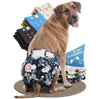HUND IST KÖNIG Windeln für Hündinnen, saugstarke Windeln, 3-Fach justierbar für festen Sitz weiß/ bunt XL