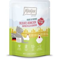 MjAMjAM Nassfutter Katze Adult, Quetschie Chicks & Friends, Huhn und Erdbeere 6x300 g