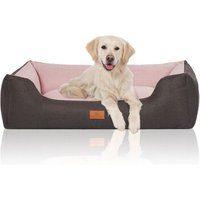 Knuffelwuff Hundebett Luke aus Velours mit feinem Handwebcharakter schwarz/ rosa XL