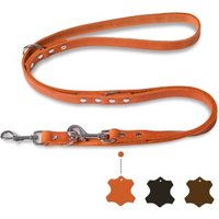 Freudentier Hundeleine aus zertifiziertem Leder 2m, verstellbare Führleine, Alsterufer Kollektion orange 2 cm