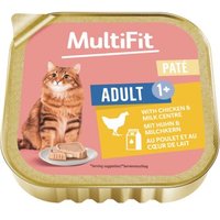 MultiFit nourriture humide pour chat adulte, pâté au poulet et au lait 16x100 g