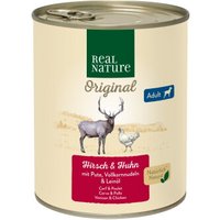REAL NATURE nourriture humide chien adulte Cerf & poulet 6x800 g