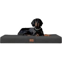 Tierlando ® FLOKI ORTHO PLUS Orthopädische Hundematte aus Plüsch & High-Tech-Velours schwarz/ graphit 1,2 m, 13 cm, 90 cm