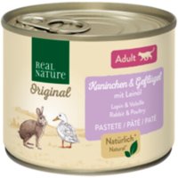 REAL NATURE Original nourriture humide chat, adulte lapin et volaille à l’huile de lin 24x200 g