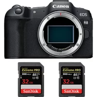 Appareil photo Canon EOS R8 + 2 SanDisk 32 Go Extreme Pro SDHC UHS-II 4K U3 300 Mo/s