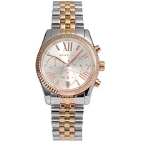 Stylische Damenuhr der Marke Michael Kors in Silber und Gold. Die Uhr hat ein Stahlarmband, das mit einer Faltschließe versehen ist. Der Durchmesser d