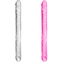 Jellytoys Double Dong Jelly Veiné 34 cm Transparent
