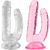 Jellytoys Double Gode Ventouse Jelly 23 cm Transparent