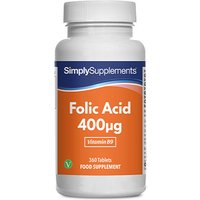 Simply Supplements Folic Acid Vitamin B9 400mcg (360 Tablets)